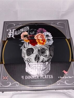 Viral Halloween skull plates gothic witch decor floral skull plate set